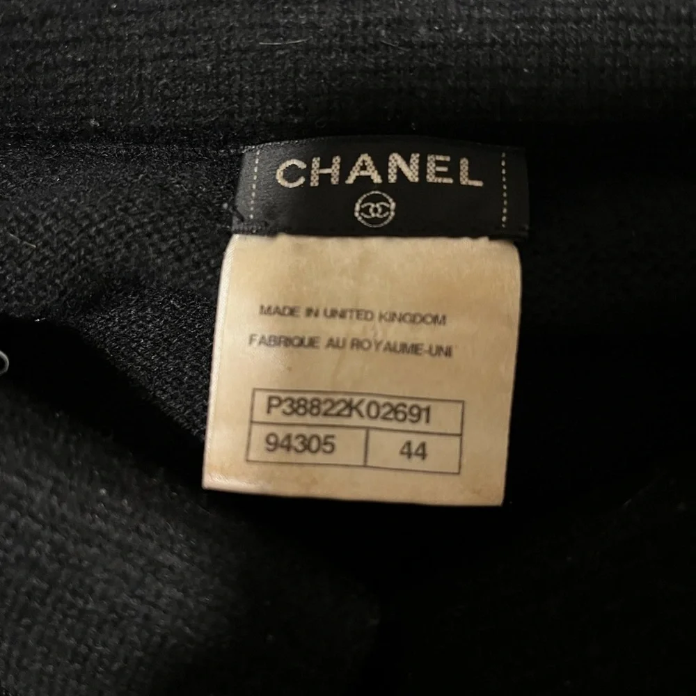 CHANEL Black Wool Button Front Cardigan Jacket
